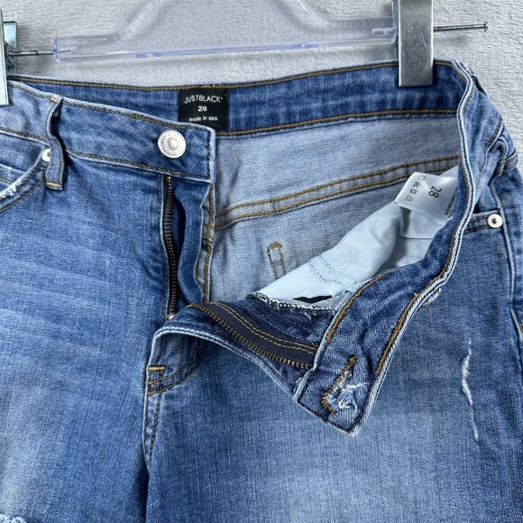 Just Black Jeans Short Women Size 28 Medium Wash Distressed SF32H-3 Made in USA - Picture 3 of 9